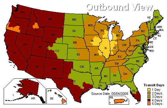 UPS Ground Service Map
